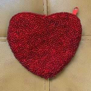 Beaded 90’s Red Heart Coin Purse